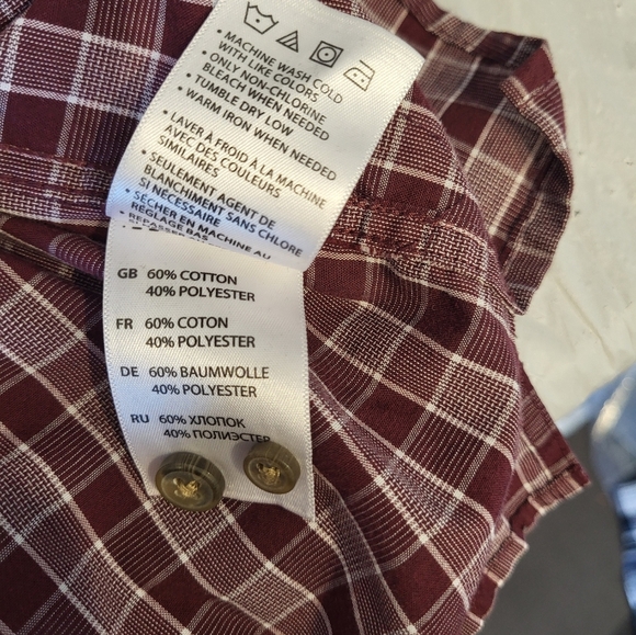 HB Casual Burgundy Checkered Shirt, Size 4XL - Picture 4 of 5
